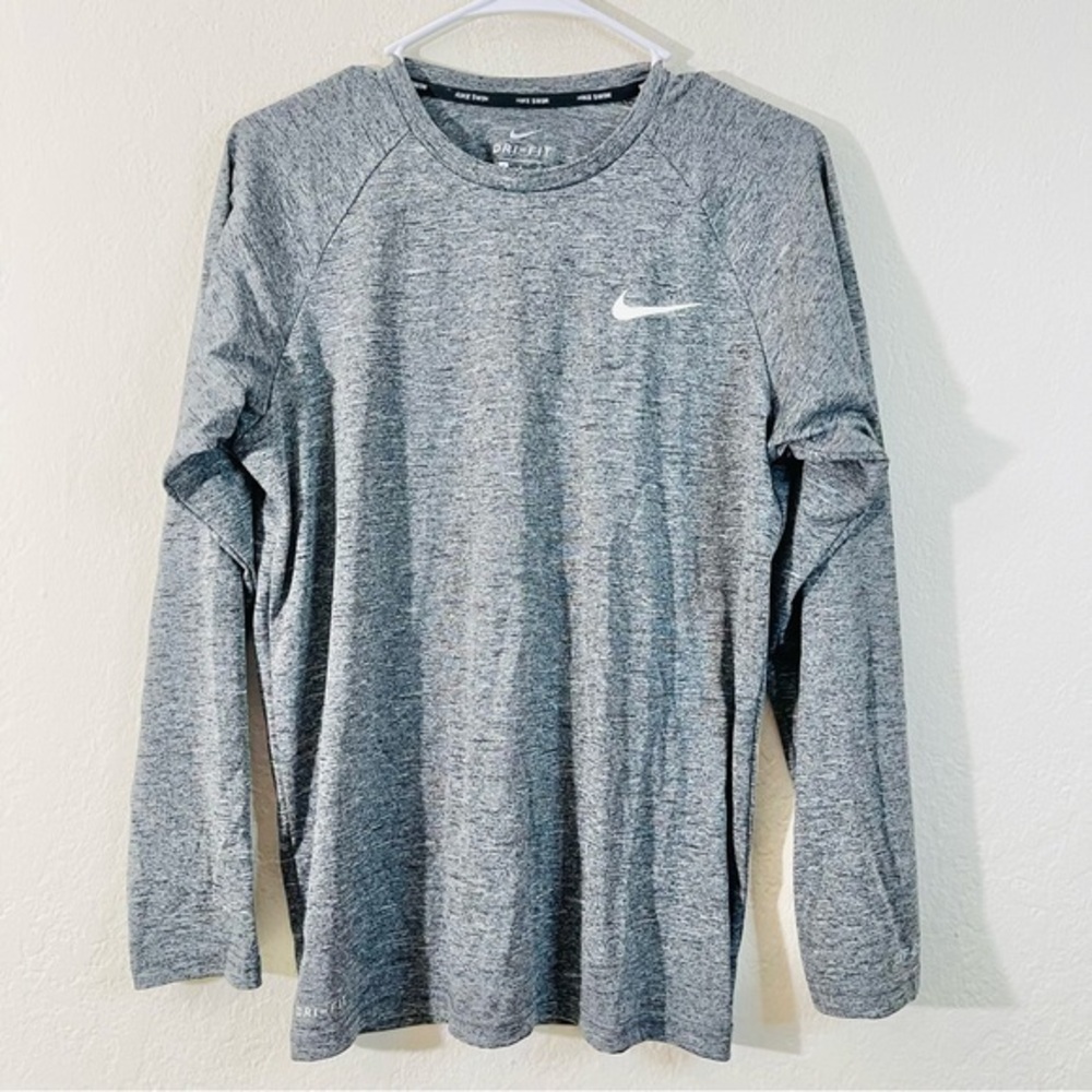 Nike Swim UPF 40+ Sun Protection Gray Long Sleeve Swim Top Men Size Small